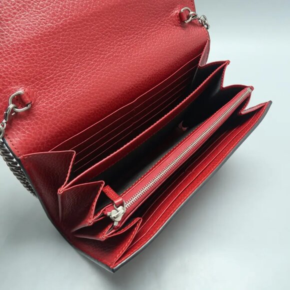 GUCCI Dionysus Chain Wallet Red Leather Shoulder Bag 801-021025 - Picture 9 of 12